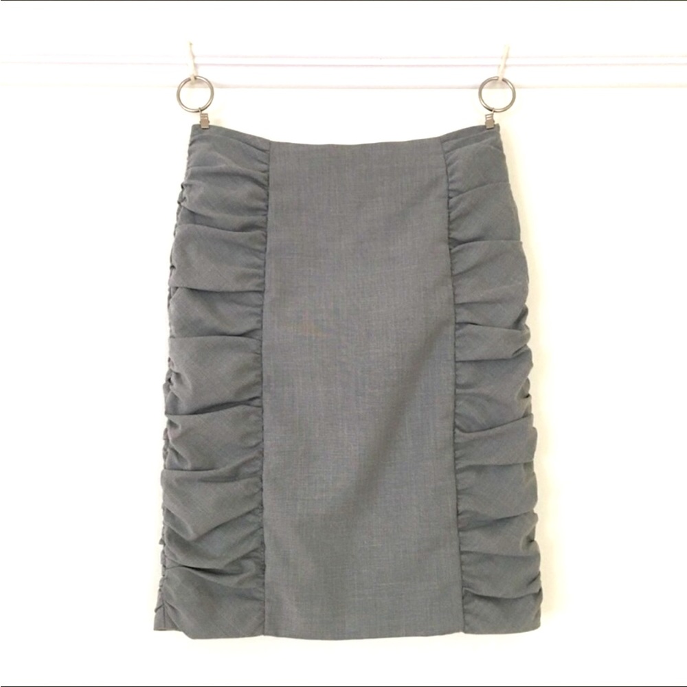 Anthropology Gray Ruched Pencil Skirt